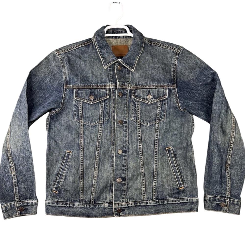 Gap Denim Trucker Jacket Men Large Blue 100% Cotton RN54023 Button Front